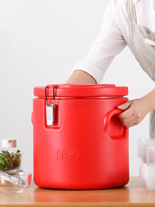 3 Layers Thicken Insulated Bucket with Cover and Lock Rice Bucket Warmer Milk Tea Barrel Thermos Stainless Steel Water Container Hot Cold Dual Use Stainless Steel Liner