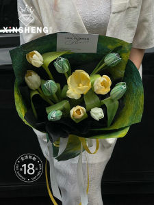 High Quality Texture Paper Floral Bouquet Wrapping Paper Handmade Flower Art Packaging DIY Materials Watercolor Stone Pattern