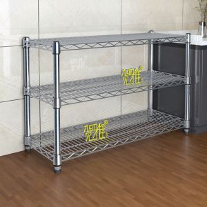 Adjustable Three-Layer Kitchen Storage Rack Stainless Steel Chrome-Plated Mesh Shelf Home Use Flower Stand