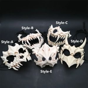 Halloween Mask Half-face Mask Cos Dragon God Fierce Tiger Night Fork Tengu Man Wolf Mask Performance Skull Masks
