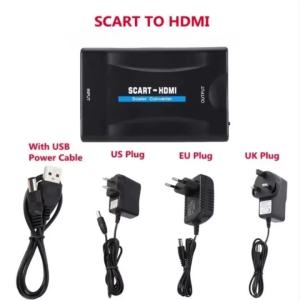 Full HD 1080P SCART to HDMI-compatible Adaptor Video Audio Converter Support PAL/NTSC HD to Scart Plug and Play for HD TV BOX