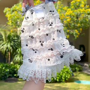 Váy ren nhiều lớp mùa xuân và mùa hè cho chó mèo quần áo cho chó cưng quần áo cho chó