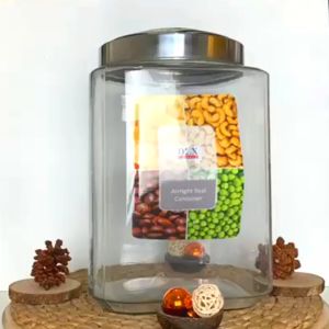 Giant Canister 9 Liter | Toples Kaca Asinan Kerupuk Tutup Stainless