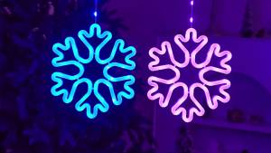 Warm/Multi-color Christmas Window Snowflake Lights 8/12 Lighting Modes Battery Powered LED Neon Hanging Lamp for Xmas Holiday