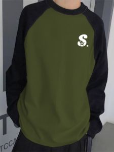 Áo Thun Nam Dày Dặn Màu Tương Phản Mùa Đông Thoải Mái Rộng Rãi Thoải Mái Mặc Trong Cặp Đôi Giữ Ấm