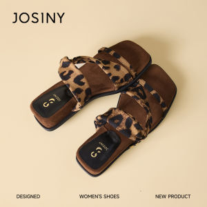 Josiny | Leopard Print Wedge Slide Sandals For Women
