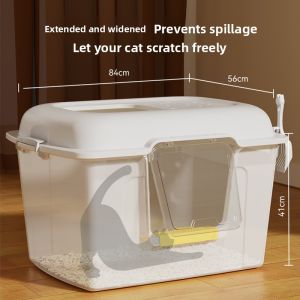 Extra Large Open-Top Cat Litter Box Splash-Proof Dual-Purpose Cat Toilet Cat Poop Decorations Business Personality Style