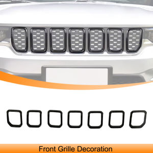 Car Front Grille Decoration Ring Racing Grills Frame Cover Trim for Jeep Compass 2021 2022 2023 2024 2025 Exterior Accessories