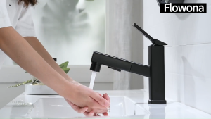 Basin Faucet 304 Stainless Steel – Pull Out Bathroom Faucet with Hose Hot Cold Water Tap for Lababo or Sink Use