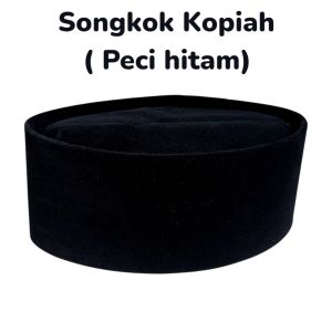 Songkok Peci Kopiah Presiden Hitam Polos Bludru Dewasa dan Anak Tinggi 9cm