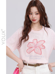 YOUXIANG | Áo Thun Dễ Thương Viền Hoa Ren