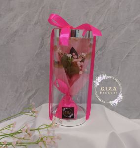 Buket mini tabung mika / buket bunga tabung/ buket bunga mawar tabung mika untuk giftulang tahun free foto card