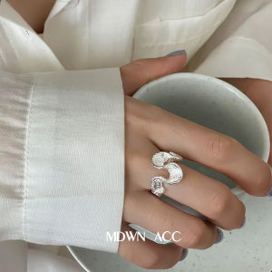 Mdwn | Tang Cao Pattern Waves Roll 925 Sterling Silver Ring Female Niche Design Fancy Ins Style Ring Tide