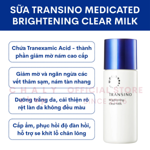 Sữa dưỡng Transino Medicated Brightening Clear Milk trắng da mờ nám 100ml Nhật