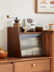 ชั้นวางของขนาดเล็กแบบไม้แท้สำหรับจัดระเบียบชาน้ำชา แก้วกาแฟ ชาม แก้ว ชั้นวางของบนพื้นโต๊ะกาแฟแบบลำลอง