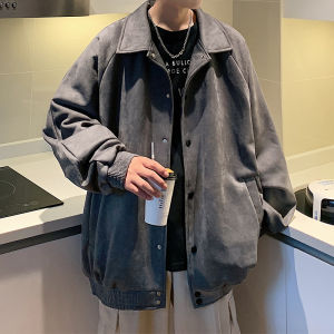 Áo Jacket Da Lộn Áo Khoác Cổ Bẻ Hàng Cúc Thanh Thiếu Niên Cảm Giác Cao Cấp Thường Ngày Rộng Rãi Thương Hiệu Sành Điệu Cổ Điển Mùa Xuân Thu Cho Nam