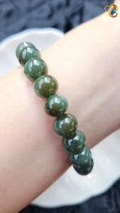 Premium Grade Dark Green Dual Tone Nephrite Jade Abacus Rondelle Bracelet