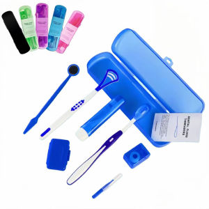 8Pcs Orthodontic Dental Care Kit Teeth Cleaning Braces Toothbrush Interdental Brush Floss Thread Ortho Wax Portable Travel Kit