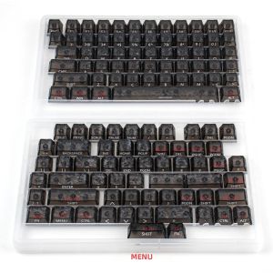 Bộ Keycap Vân Sợi Carbon Đen In Cạnh RGB Profile Cherry Dành Cho Bàn Phím Cơ MX Cherry Chất Liệu PC Trong Suốt