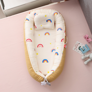 Baby Bed Set for Newborn Crib Anti-startle Bionic Sleeping Baby Nest Portable Crib Bed Baby Bedding Crib Bed with Pillow