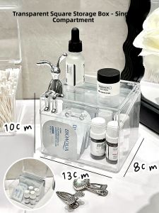 Acrylic Cotton Swab Storage Box Desktop Makeup Cotton Organizer Box Cosmetic Mask Arrangement Box Cotton Ball Storage Container