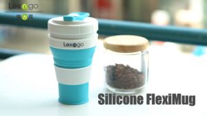 Lexngo Silicone Collapsible Flexi Mug with Straw 500ml ( Green | Pink | Navy Blue )