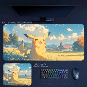 Potdemiel | Bé Trai Anime Leather Mouse Pad Pikachu Pokémon 90x45cm Kích Thước Lớn Bàn Phím & Miếng Lót Chuột Chống Nước Chính Xác