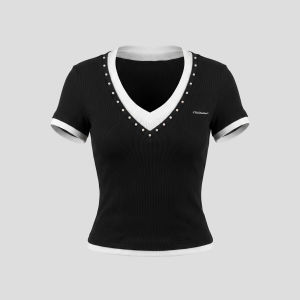 Spliced Faux Two-Piece Slim Fit Summer T-Shirt