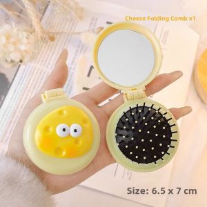 Portable Mini Airbag Comb Girls Massage Brush Compact Fluffy Comb Foldable Mirror Comb Personal Hygiene Hairbrush