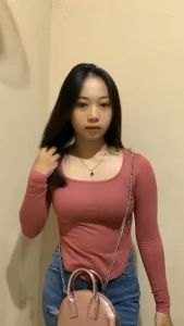 Square Neck Long Sleeve Shirt Blouse Crop Lengan Panjang