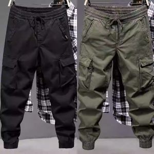 Summer Thin Cotton Work Trousers Mens Casual Wear-Resistant Lightweight Durable Cargo Pants for Hard Work And Leisure