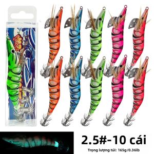 ShareShark | ShareShark 10 Cái Mồi Câu Cá Phát Sáng Hình Tôm Mực Bạch Tuộc Có Mắt 3D Mồi Cứng Dùng Cho Câu Cá Biển Sông Hồ Bãi Biển