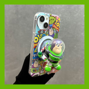 ZhiGe Silicone Phone Case with Stand Soft Edge Protection for Apple 15 pro Max 16 Cartoon Buzz Lightyear 14 pro 13 New Model