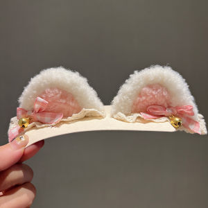 Cute Bear Ears Barrettes Lamb Fur Bow Hair Clip Childrens Plush Cat Ears Hair Accessories Baby Girl a Pair of Hairclips