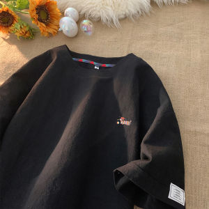 Cartoon Print Cotton Linen Short Sleeve T-Shirt Women Summer Loose Base Layer Top Slimming Large Size Linen Half Sleeve