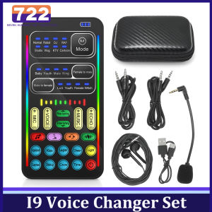 i9 Voice Changer + Headphones + Microphone Mini Live Sound Card Audio Effect Bluetooth-Compatible Portable Equipment Voice Card