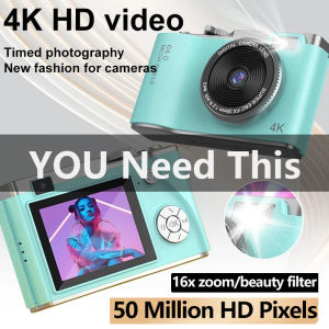 4k Digital Camera Retro CCD Portable Camera 50 Million Pixels Auto Focus Camera Dual Camera Flash