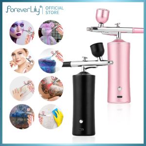 foreverlily Nano Sprayer Airbrush Kit 0.3mm Spray Paint Evenly for Skincare Essence Spray Facial Moisturizing Makeup Cakes Decoration Color Painting Model Crafting
