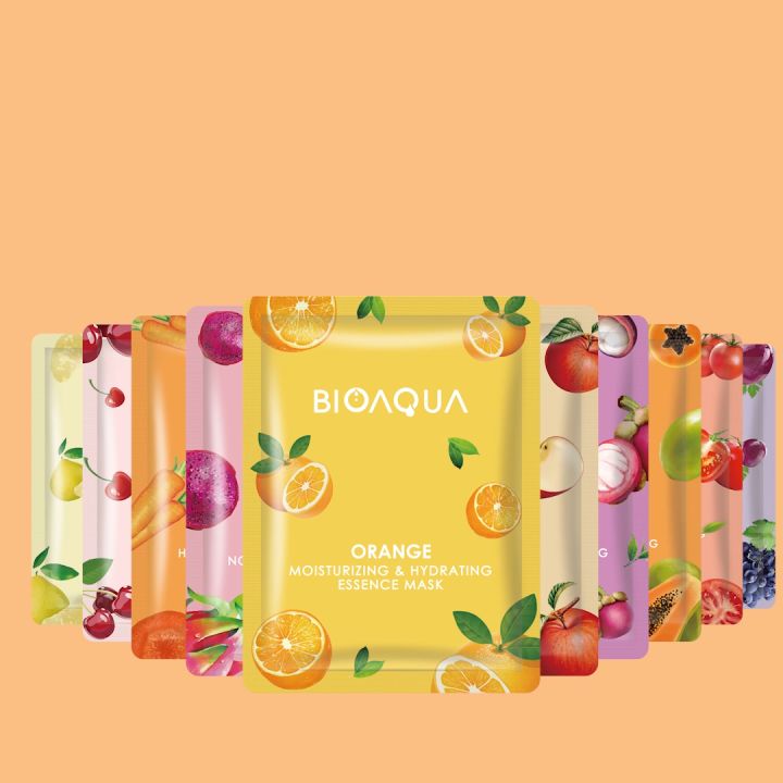 BIOAQUA Sheet Mask 12 pcs Brightening Moisturizing Skin Care Hydrating Essence Face Mask Anti aging Masker Wajah Glowing Bpom