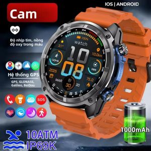 Đồng Hồ Thông Minh GPS 2025 Với Bản Đồ Ngoại Tuyến Bộ Nhớ 4GB Trình Phát Video Đồng Hồ Thông Minh Thể Thao Quân Sự Dành Cho Nam Khả Năng Bơi Lội 30m Màn Hình AMOLED Chống Nước