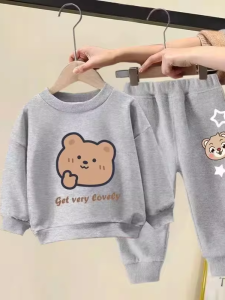 Fashionable Autumn Outfit Childrens Set Long Sleeve Two-Piece Suit for Boys And Girls Medium to Small Kids Hoodie Pants