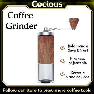 Cocious Coffee Grinder Manual Household Coffee Bean Grinder Wood Grain Hand Grinder Coffee Machine