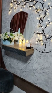 [Minimalist striped floating dressing table] Modern Nordic style drawer-style dressing table storage cabinet bedside table small apartment saves space