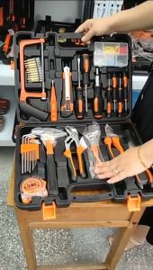 TRENY 100pcs Tool Set Household Hardware Hand Tools Combination Repairing Kit Tool Box - Must Have for Every House 工具箱