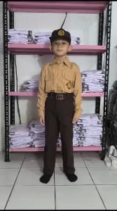 Set Lengkap Seragam Pramuka Baju Pendek Celana Panjang + Topi+Sabuk+Kaos Kaki Anak Laki-laki Sekolah Dasar SD SMP SMA Usia 5-20thn