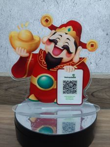 Mã QR-code thần tài mèo thần tài để bàn kích thước 15x16cm có đế thanh toán online.
