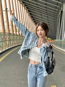 Korean Retro Design Short Coat Womens Fashionable Spring Autumn Woolen Jacket Top round Neck Long Sleeve Regular Fit