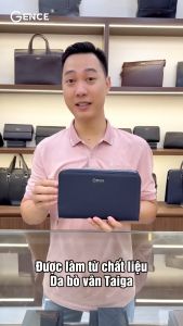 Clutch Da Công Sở Ví Cầm Tay Nam GENCE HT20 Da Bò Cao Cấp Màu Xanh Navy
