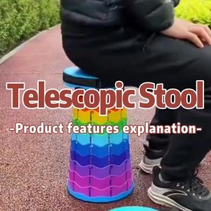 Portable Telescopic Stool Adjustable Height Folding Chair Collapsible Retractable Rainbow Seat / Kerusi Bangku Lipat