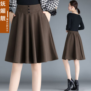 2025 New Womens Thickened Woolen A-Line Mini Skirt High Waist Korean Style Commute Pure Color Autumn Winter Fashion Skirts